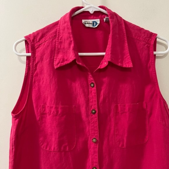 Paul Harris Design Pink Linen Tencel Blend Barbie Core Sleeveless Top Size Med - Picture 3 of 12